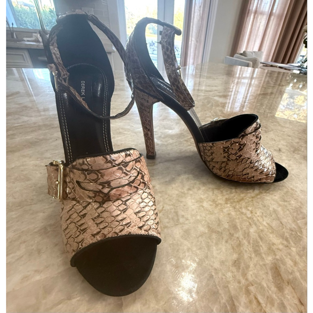 Derek Lam Beige Peach Python Print Heels Size 9, … - image 1